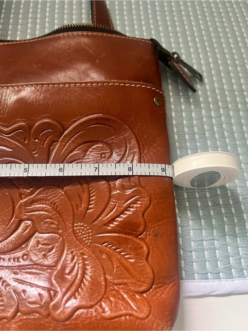 Patricia Nash Tooled Leather Crossbody Bag - Cognac Brown
